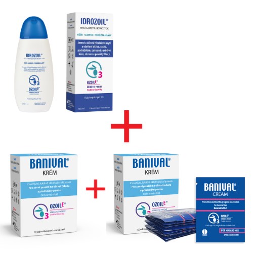 Sada Idrozoil mycí roztok 150ml + 2x balení Banival krému