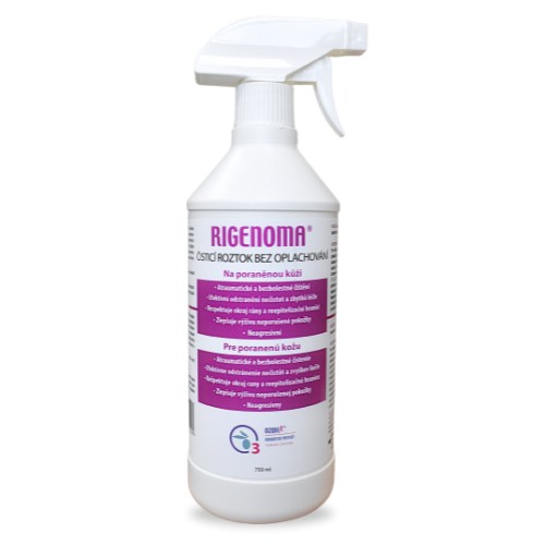 Rigenoma čistící roztok bez oplachování pro ošetření ran na kůži a omezení zánětu