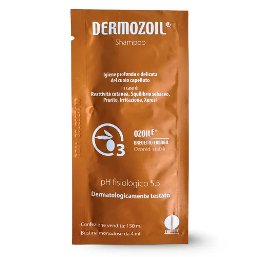 DERMOZOIL šampon – produktové balení 4 ml pro péči o pokožku hlavy s lupy a podrážděním